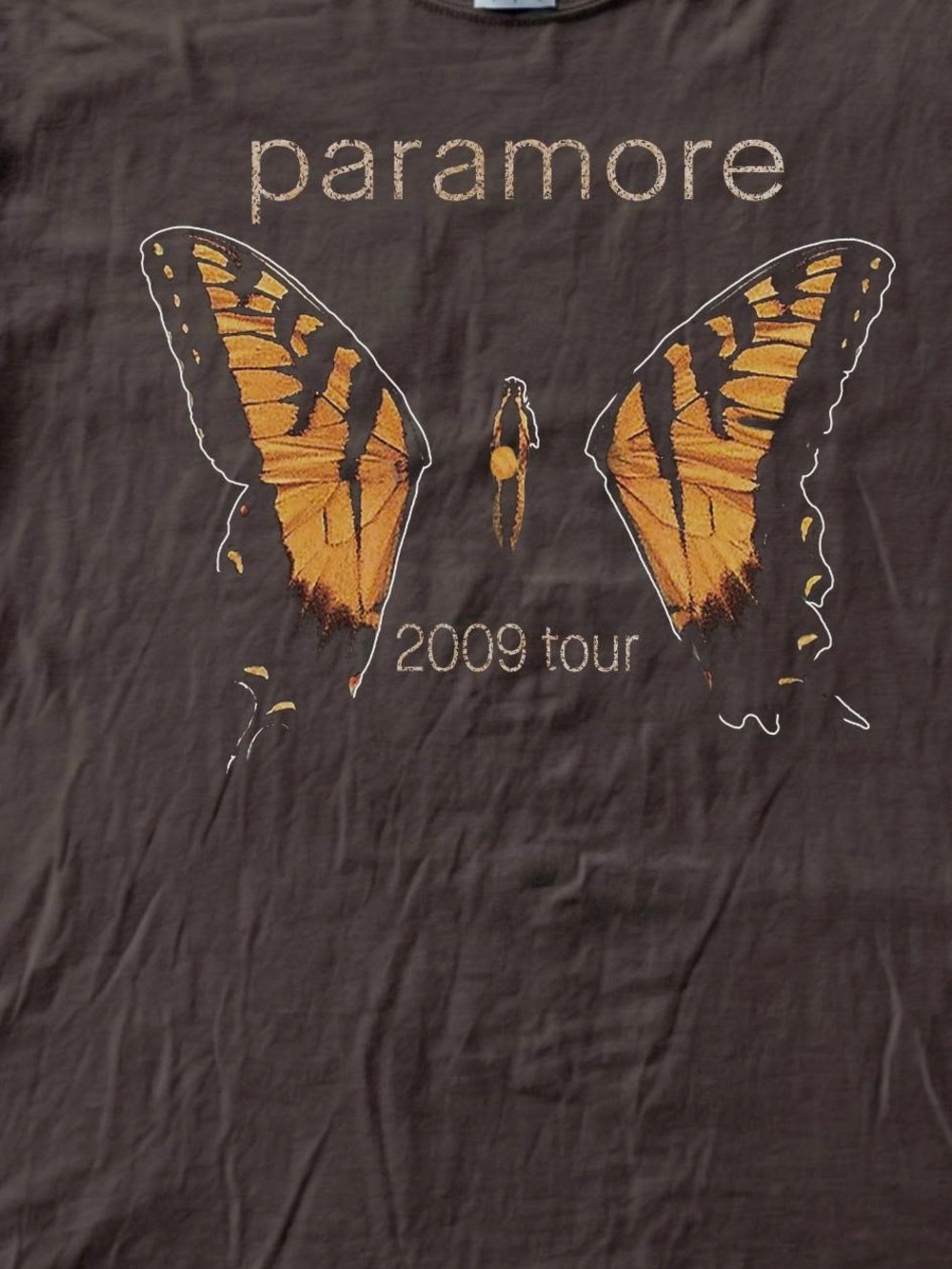 Paramore 2009 Butterfly Tour Shirt- Brown Band Merch - Picture 2 of 2